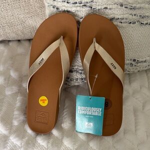 Reef Cushion Comfort Tan and Gold Flip Flops